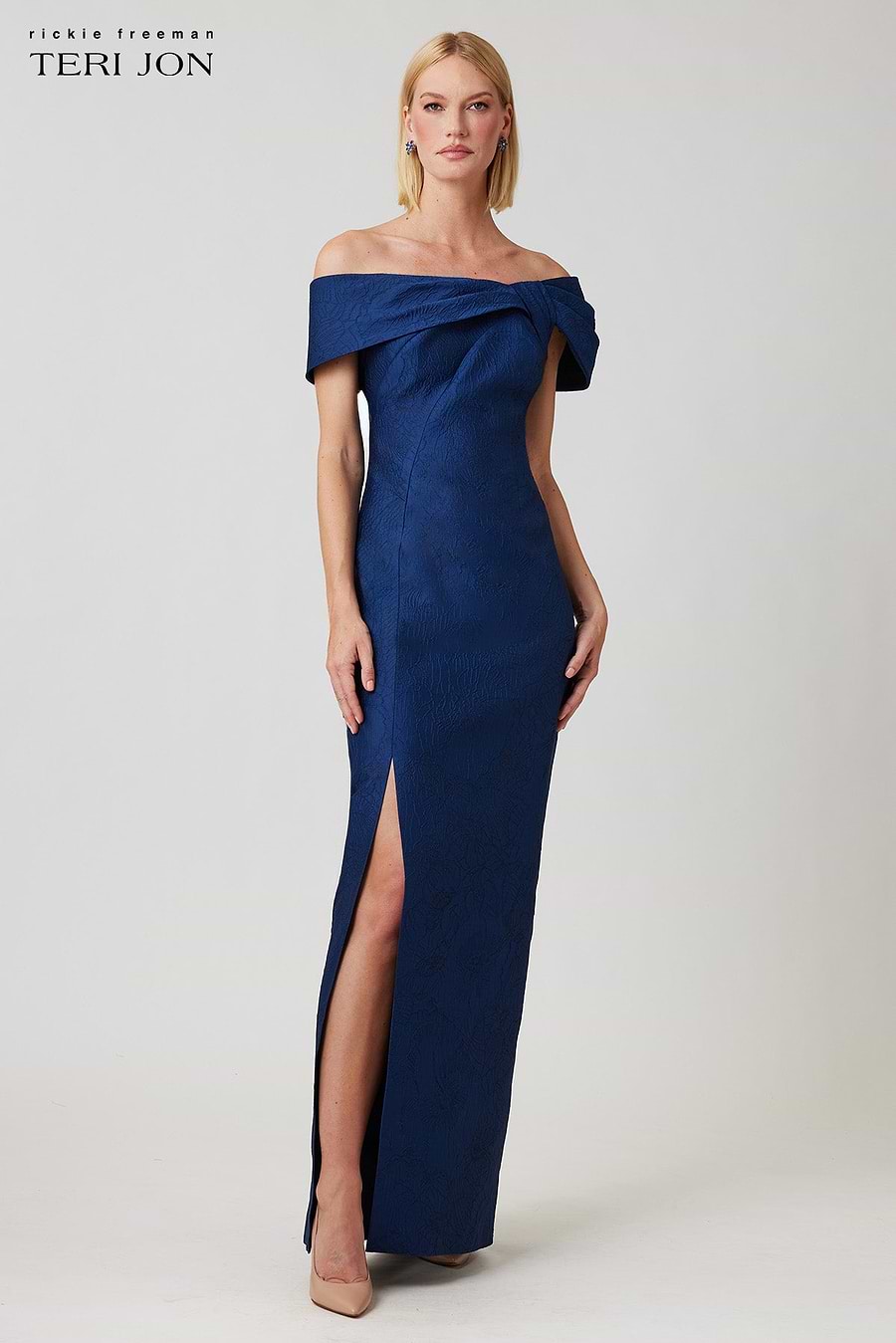 Jacquard Asymmetrical Bow Gown