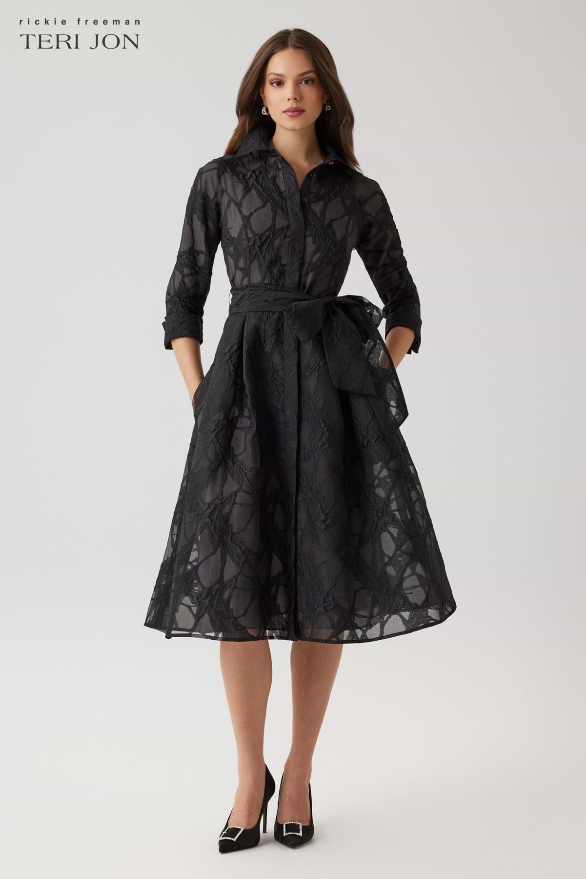 Organza Web Pattern Shirt Dress – Terijon.com