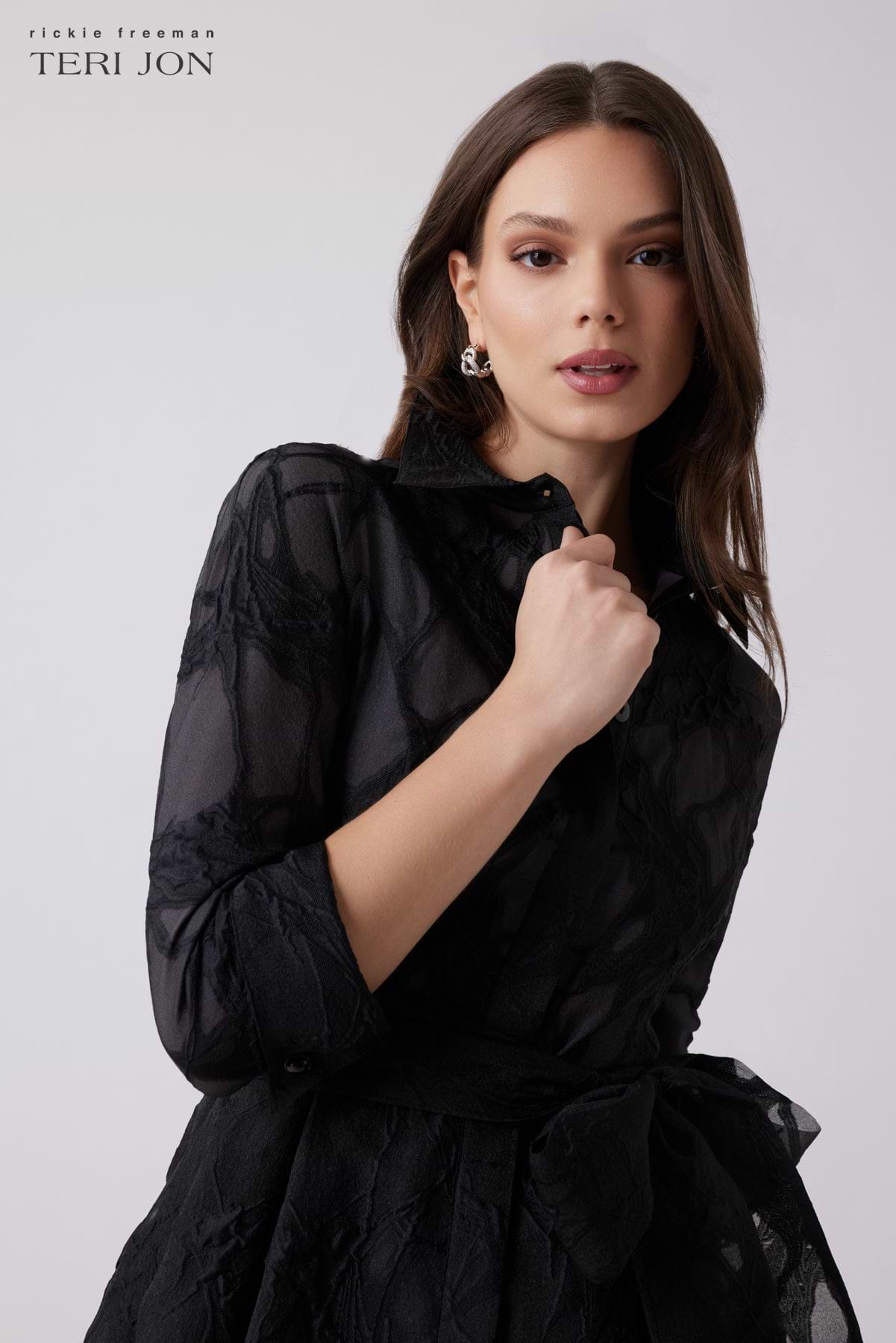 Organza Web Pattern Shirt Dress – Terijon.com