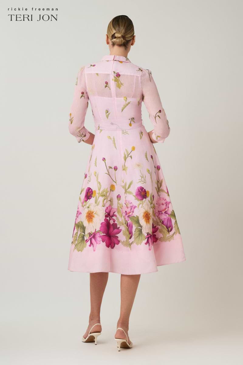 teri jon shirt dress 3/4 Sleeve Belted Taffeta Size 14 No problem Teri Jon Metallic Jacquard Shirt