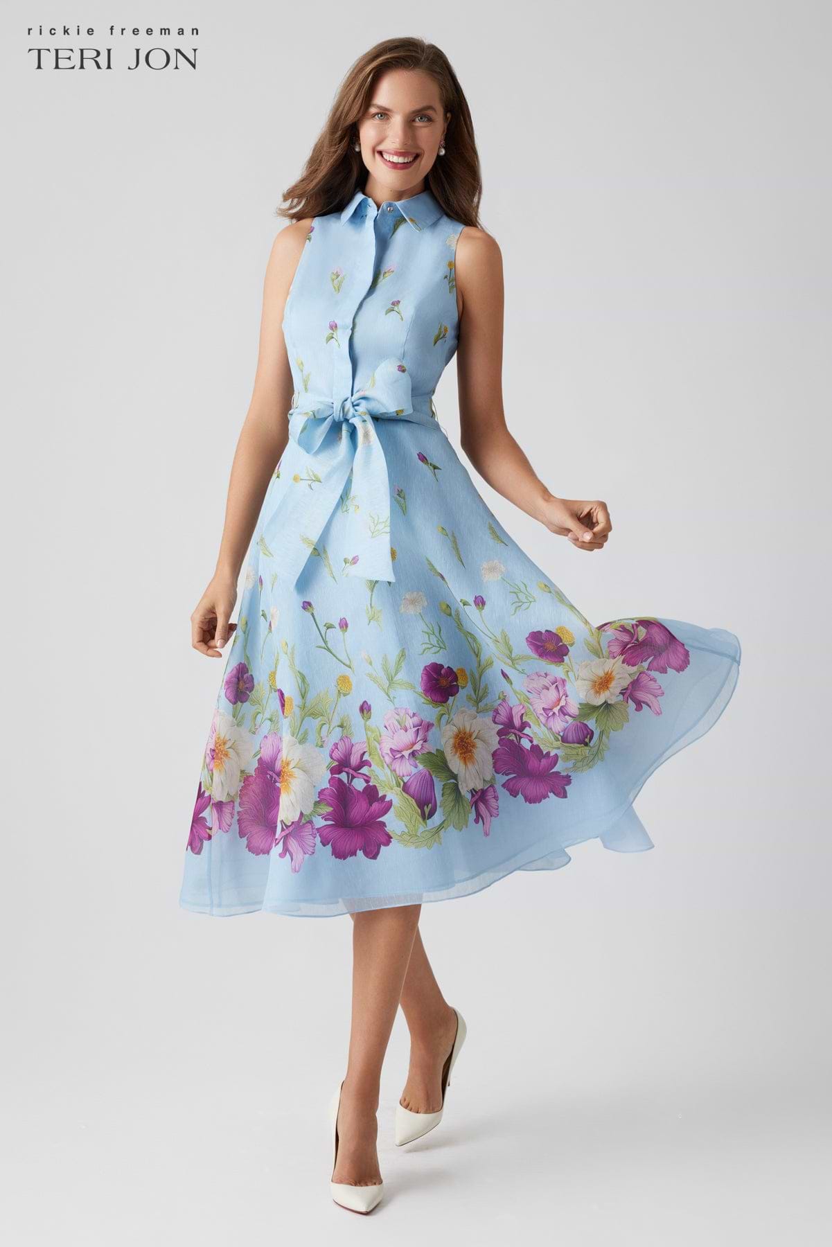 Silk And Linen Sleeveless Shirt Waist Dress