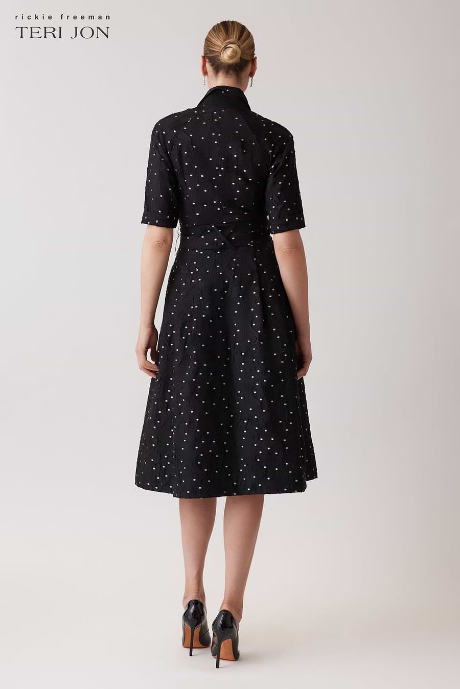 Polka Dot Short Sleeve Shirt Dress –