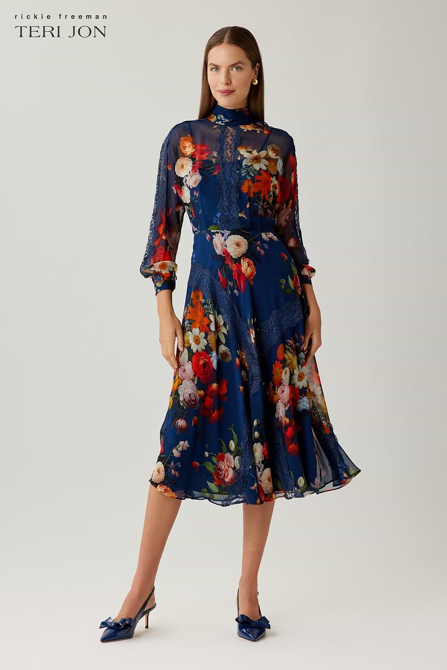 Floral Printed Chiffon Midi Dress