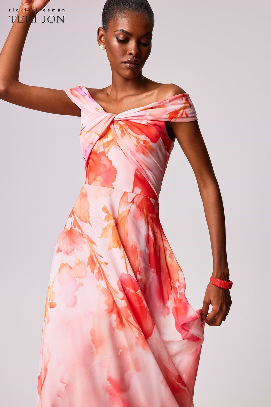 Chiffon Off The Shoulder Twist Gown –