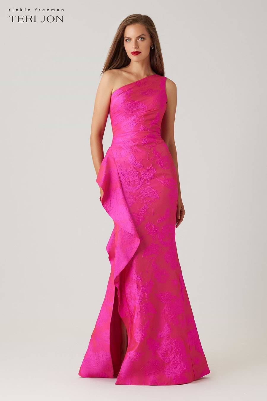 One Shoulder Side Ruffle Gown – Terijon.com