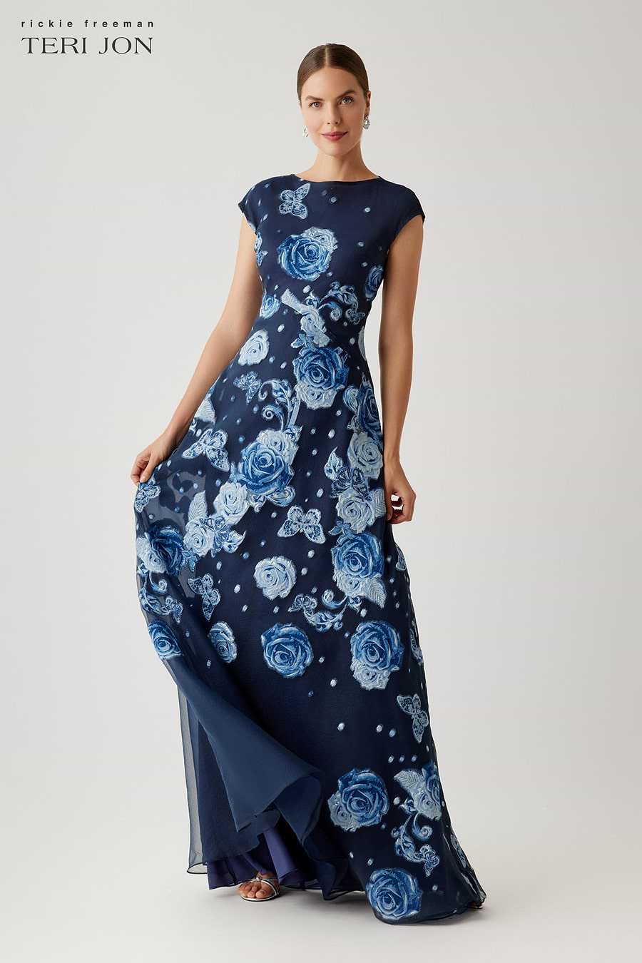 Teri Jon Organza Jacquard A Line Gown Size 0