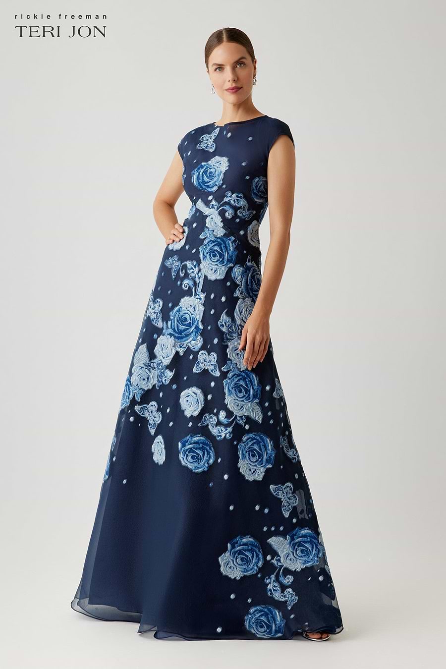 Teri Jon Organza Jacquard A Line Gown Size 0