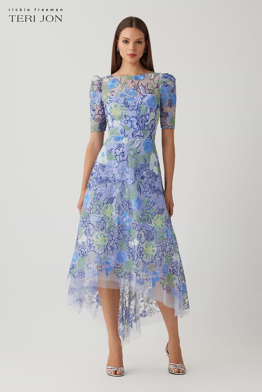 teri jon dresses on sale 217048 Rickie Freeman for Teri Jon tulle gown featuring allover metallic embroidery High boat neckline Elbowsleeves A Sale | Wedding Gowns |