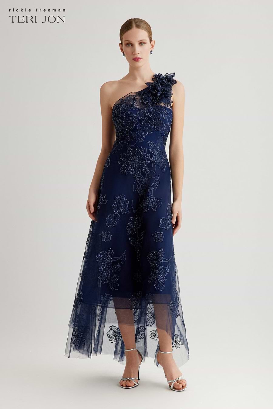 Tulle Beaded High Low Hem Dress –