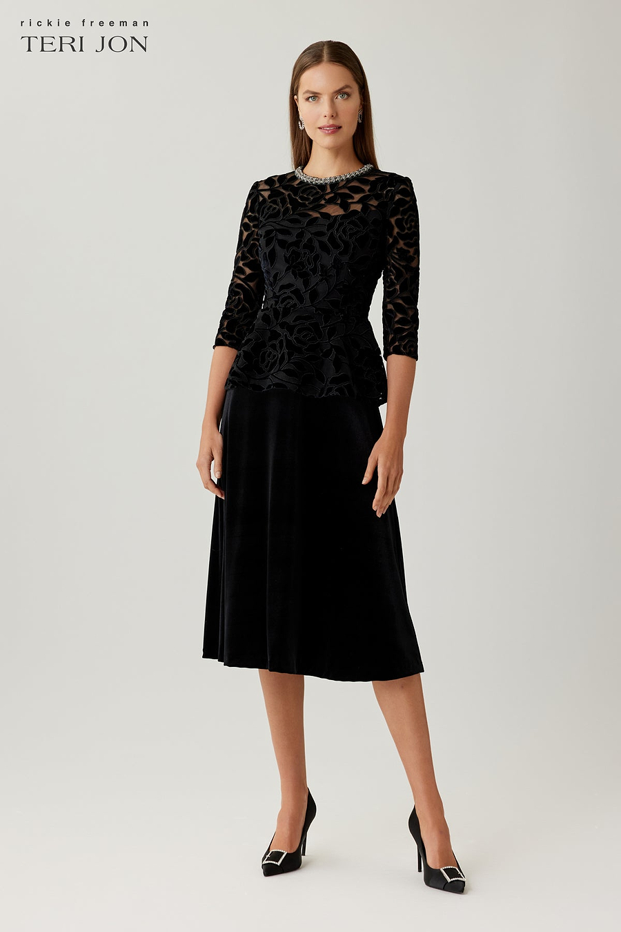 Velvet Peplum Dress –