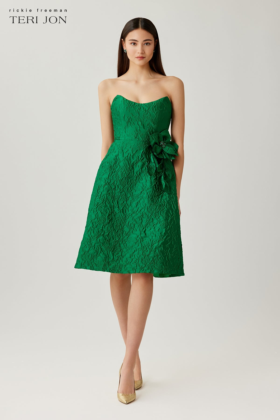 Floral Jacquard Cocktail Dress –
