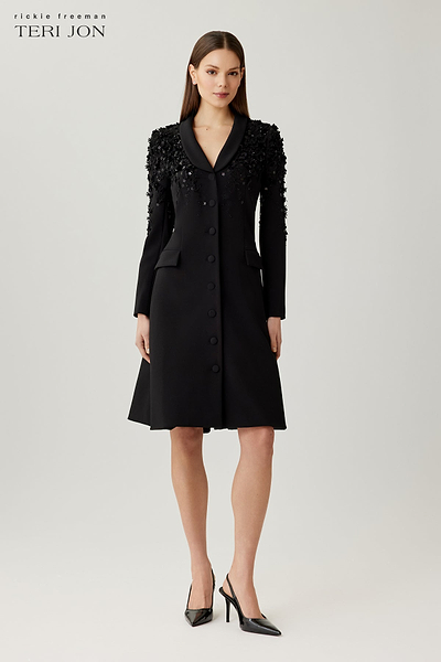 Embellished Tuxedo Coat Dress