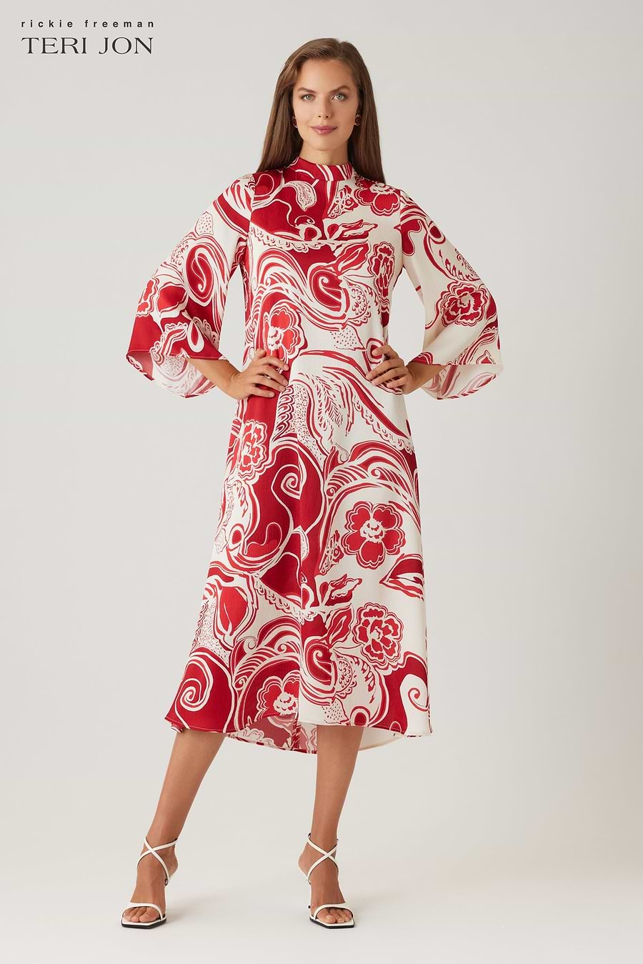 Teri Jon Paisley Printed Midi Dress Size 2
