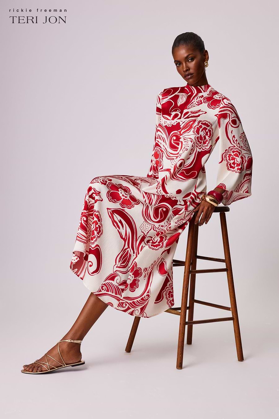 Teri Jon Paisley Printed Midi Dress Size 2