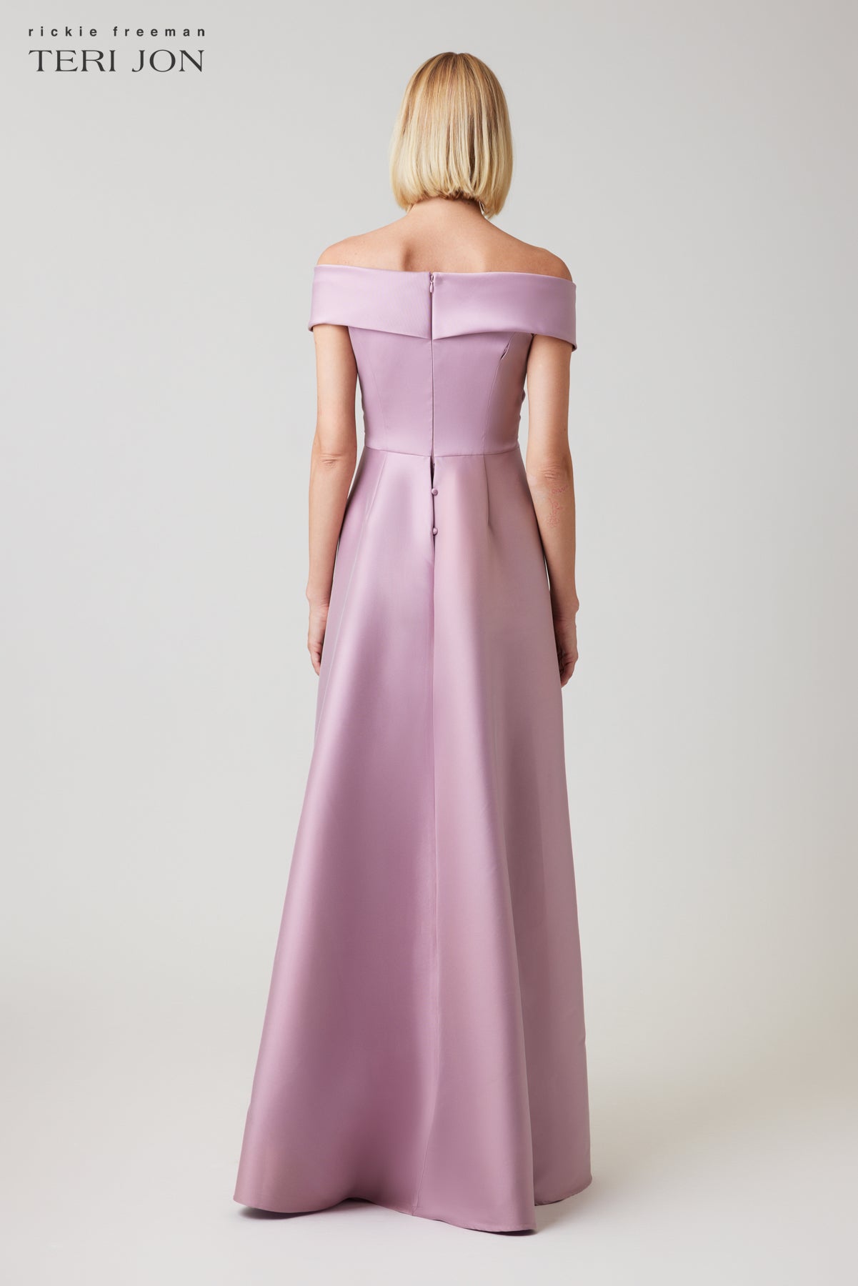 Mikado Off The Shoulder Overlay Skirt Gown –
