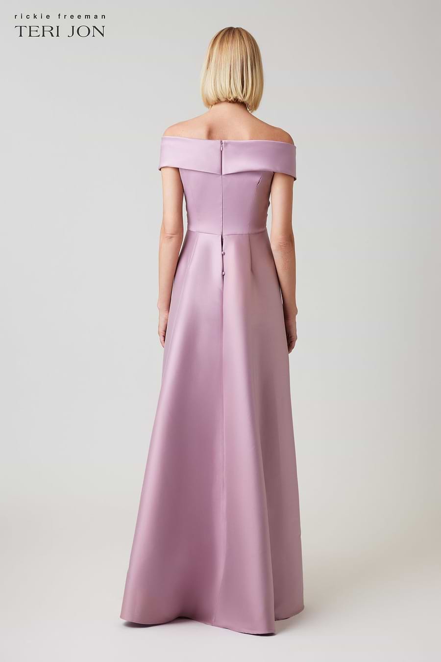Mikado Off The Shoulder Overlay Skirt Gown –