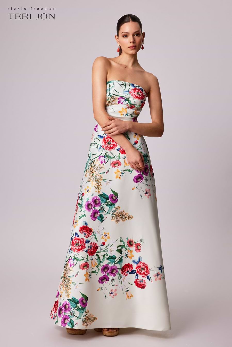 patterned strapless dress FINAL SALE Effortlessly romantic Strapless Metallic Floral Long Dress