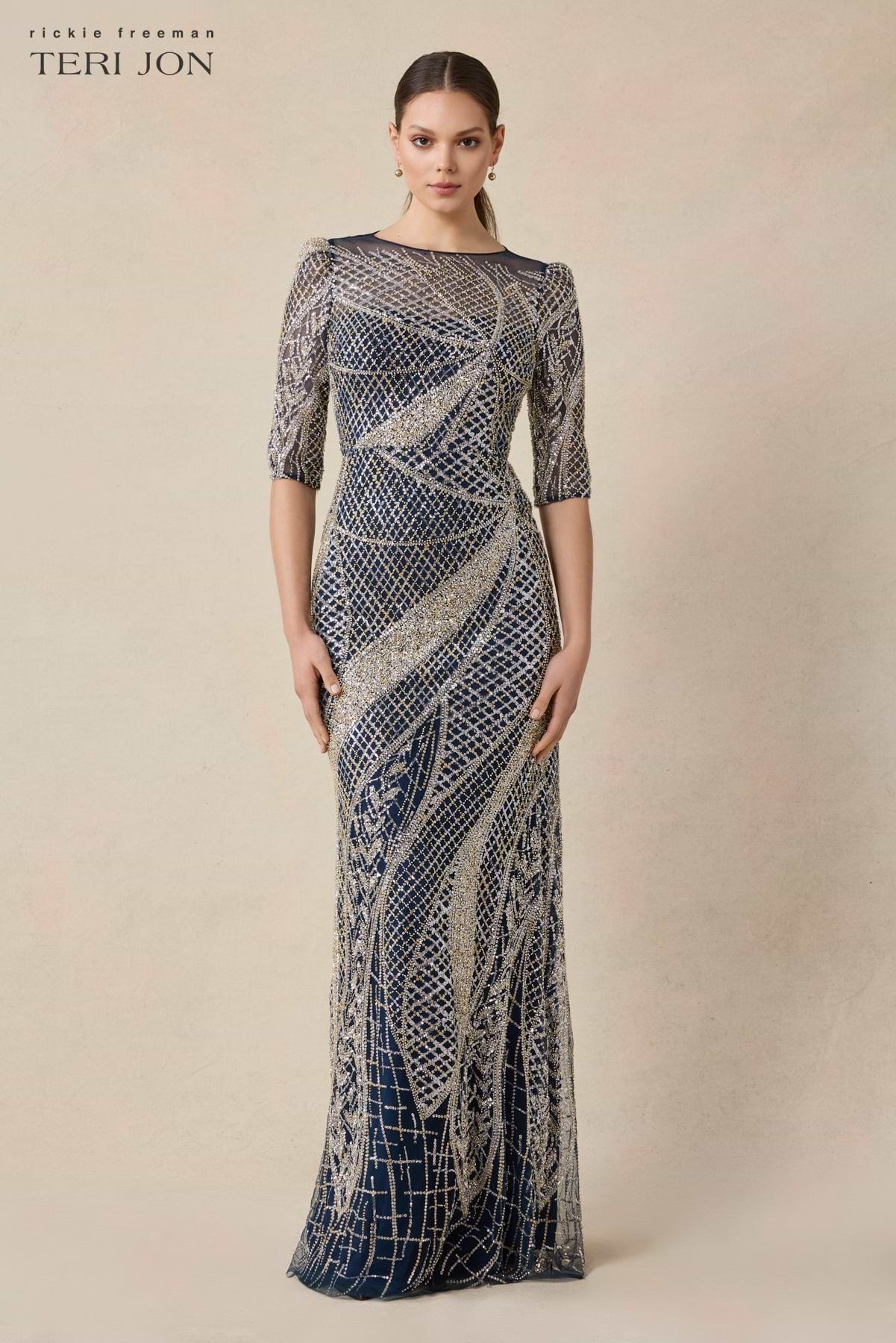 Art Deco Beaded Tulle Gown –