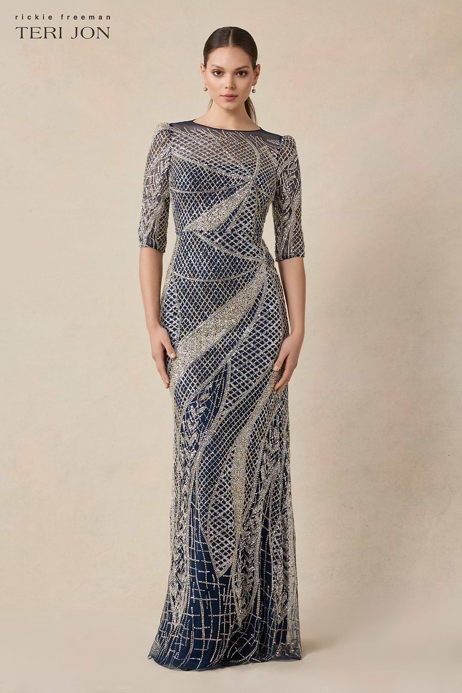 Art Deco Beaded Tulle Gown –