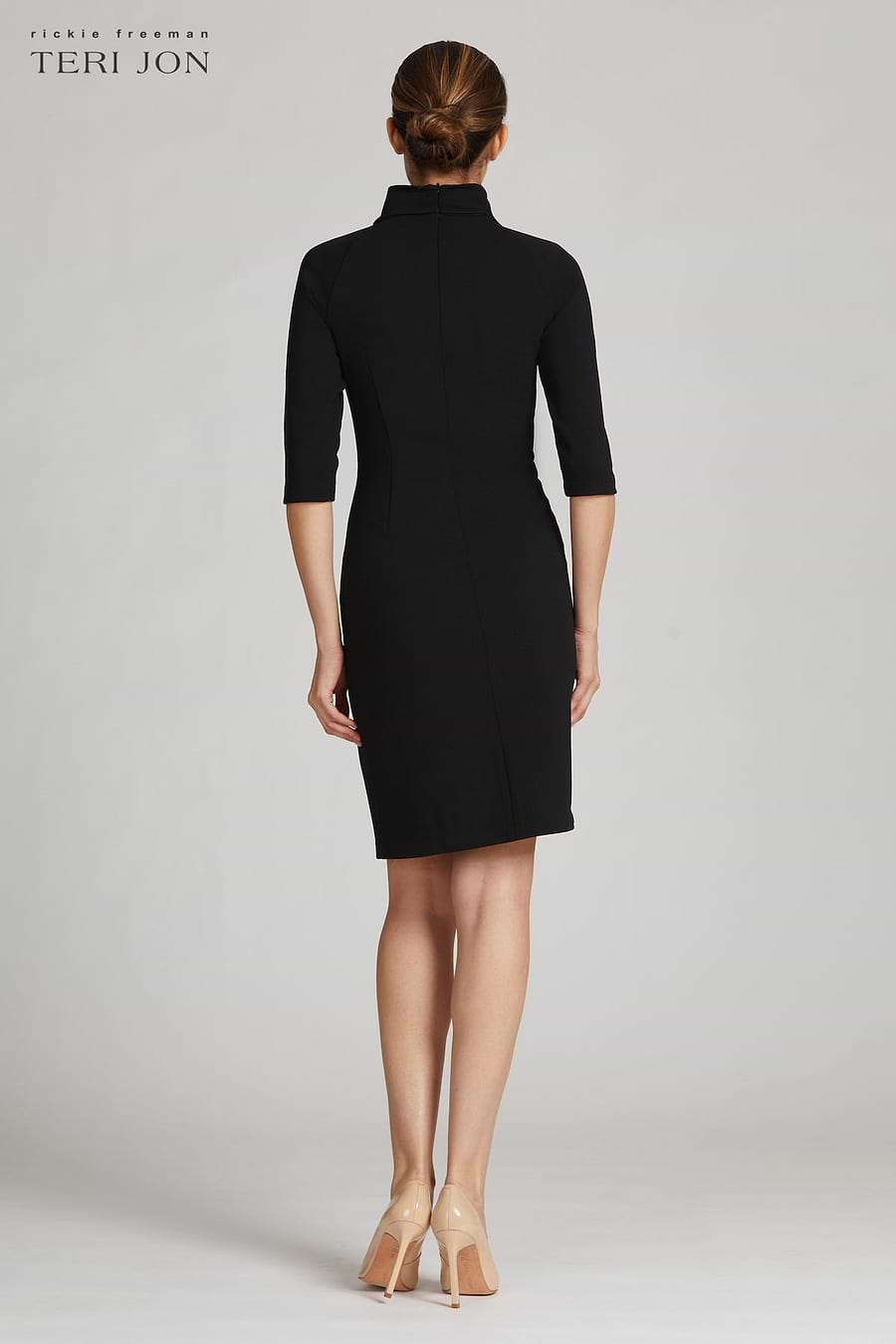 3/4 Sleeve Bow Neck Sheath Dress –