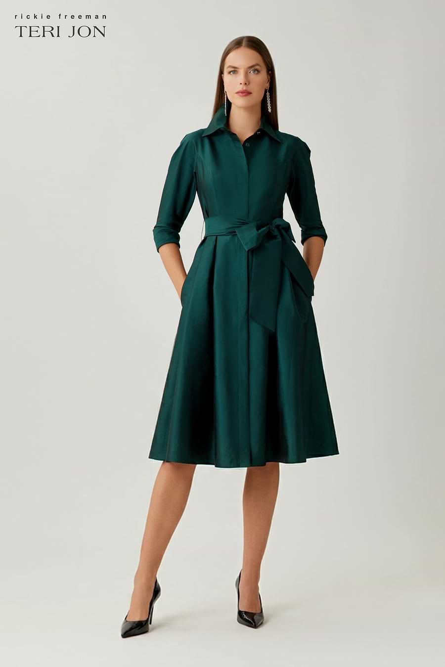 3 4 sleeve t shirt dress Melliflo Womens Velvet Button Down 3/4 Tunic Tops Casual Lapel Babydoll Mini Dress(S,AP) Apricot : Clothing, Shoes & Jewelry line silhouette Scoop neck Three Teri Jon 3/4 Sleeve Belted