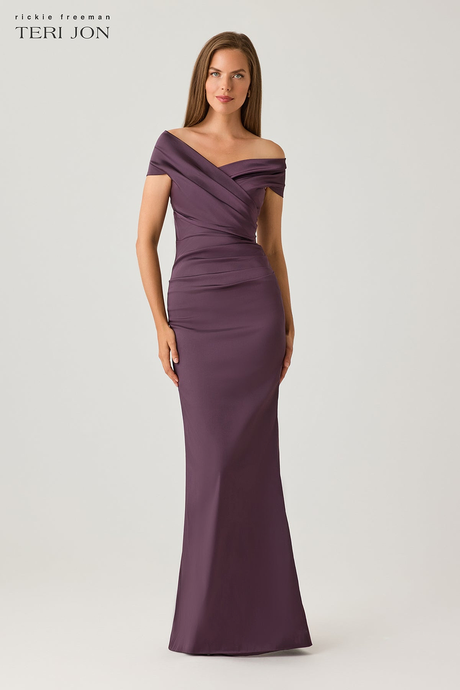 Off The Shoulder Stretch Satin Gown –