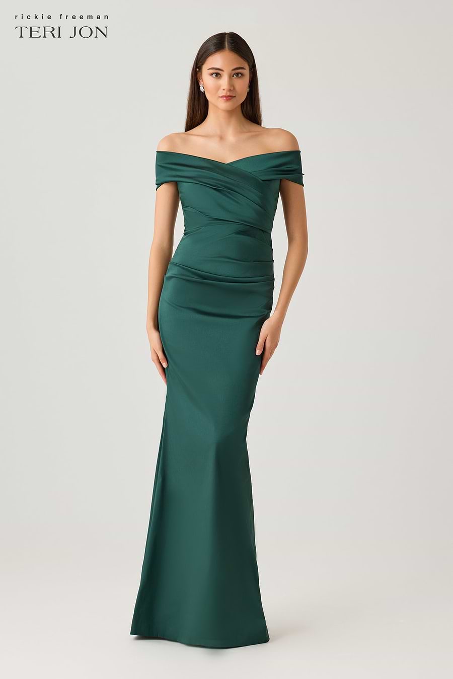 Off The Shoulder Stretch Satin Gown –