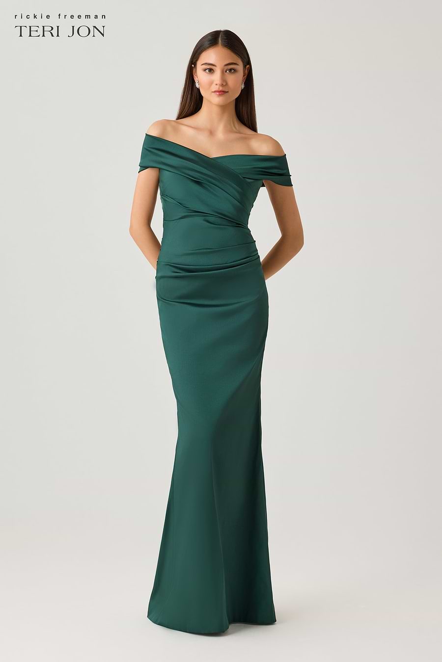 Off The Shoulder Stretch Satin Gown –