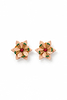 Blooming Blush Flower Earrings with Beaded Accents