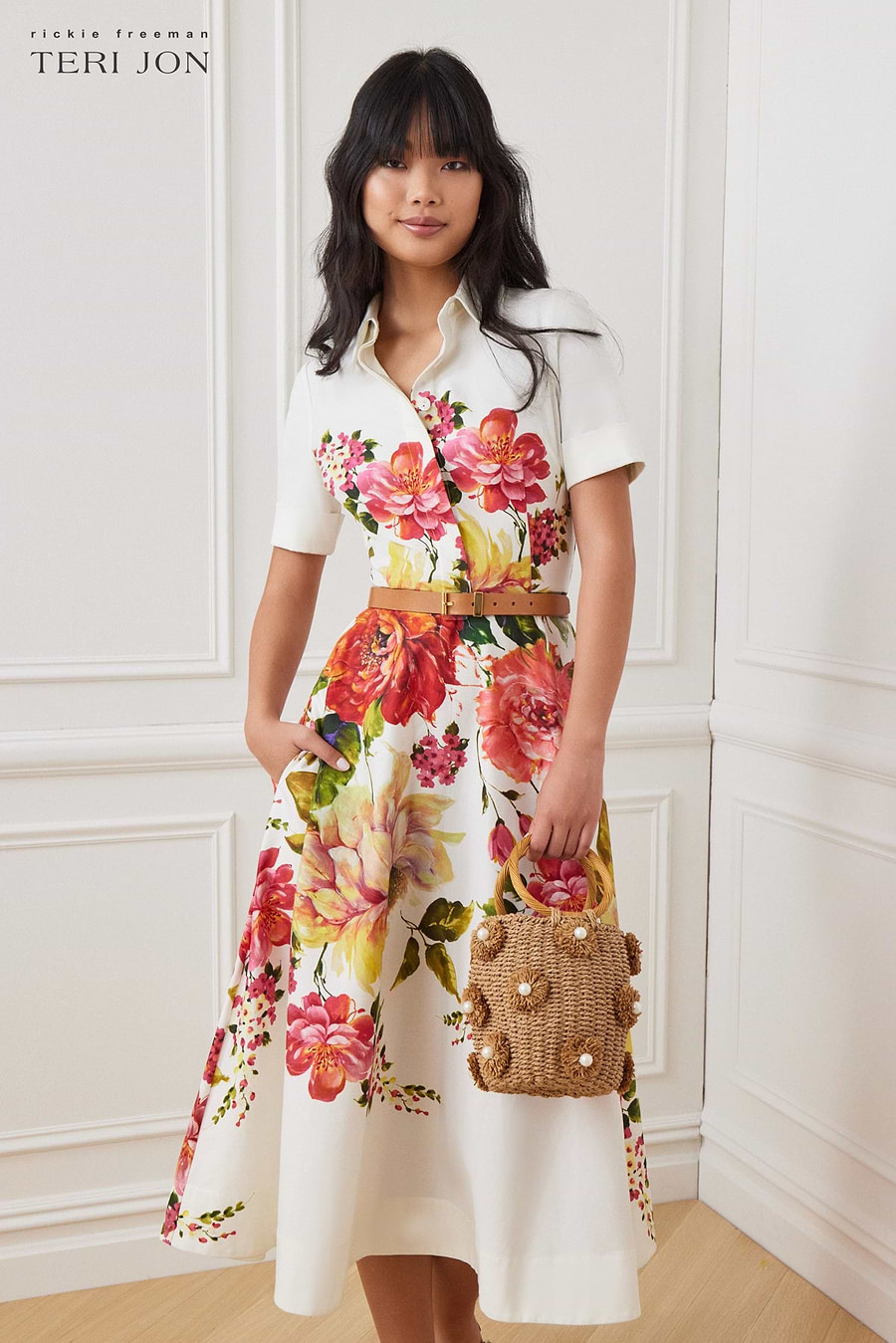 Floral Printed Cotton Shirt Dress