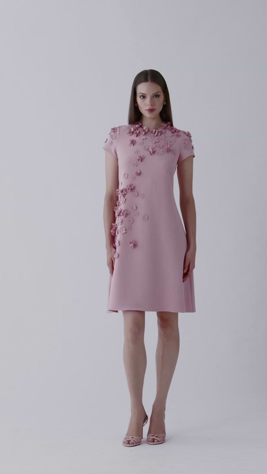 Crepe 3D Flower Cap Sleeve A Line Dress – Terijon.com