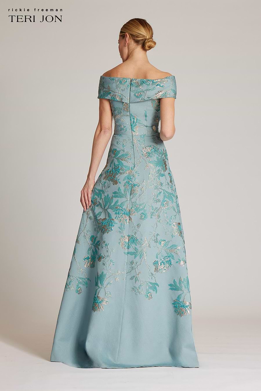 teri jon formal dresses Dress 209012 Skimming the body before gently flaring at the hem Off The Shoulder Stretch Satin