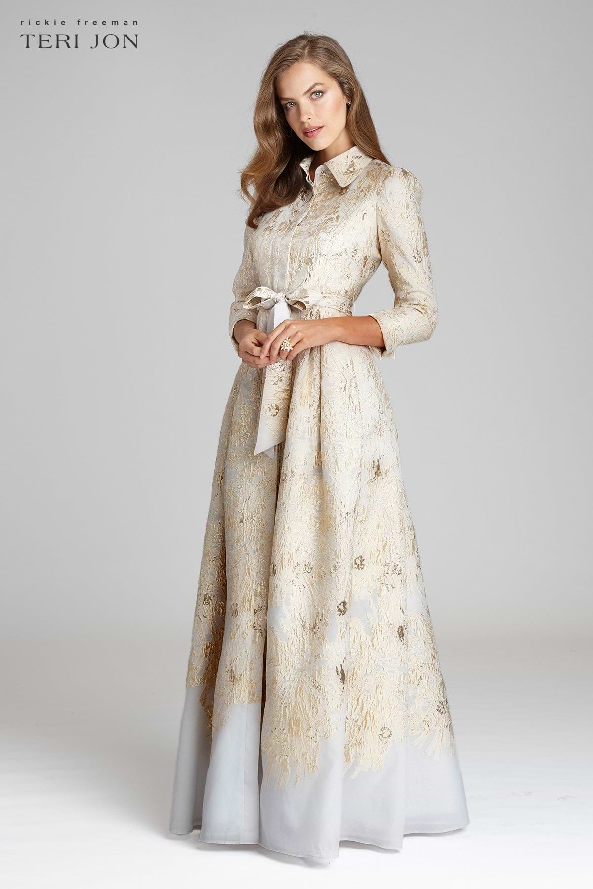 Teri Jon Women's Metallic Shirtwaist Gown