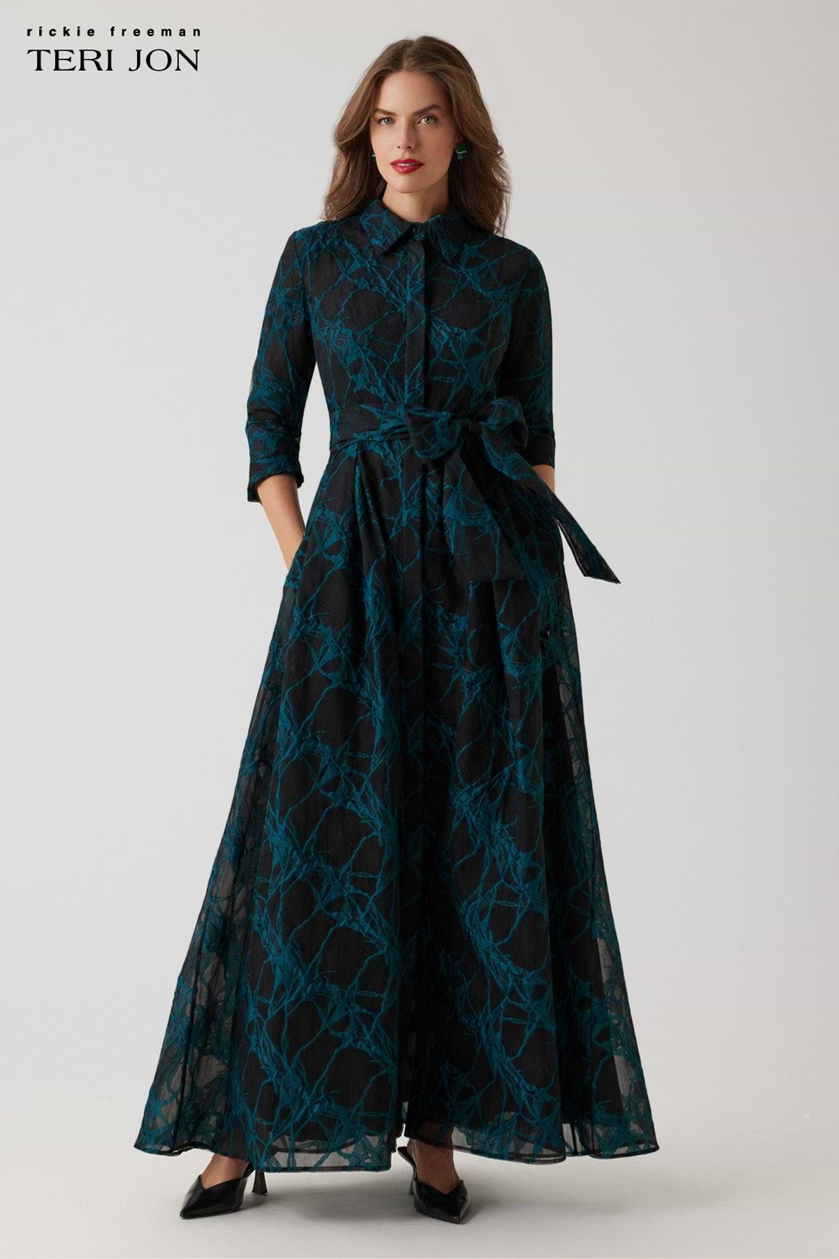 Organza Web Pattern Shirt Dress –