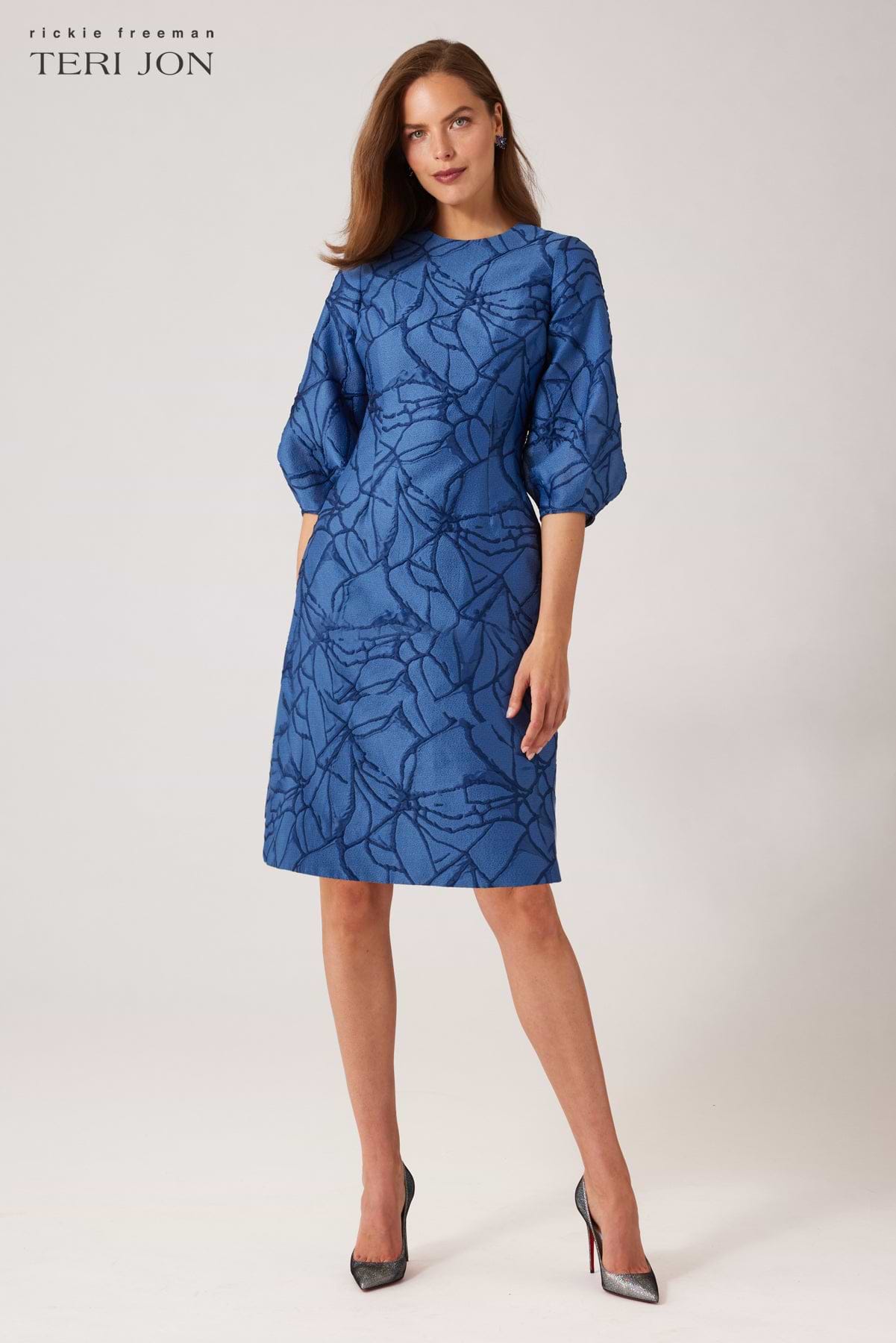 Balloon Sleeve Jacquard A-Line Dress – Terijon.com