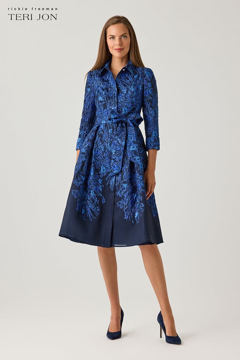 Metallic Organza Jacquard Shirtwaist Dress – Terijon.com