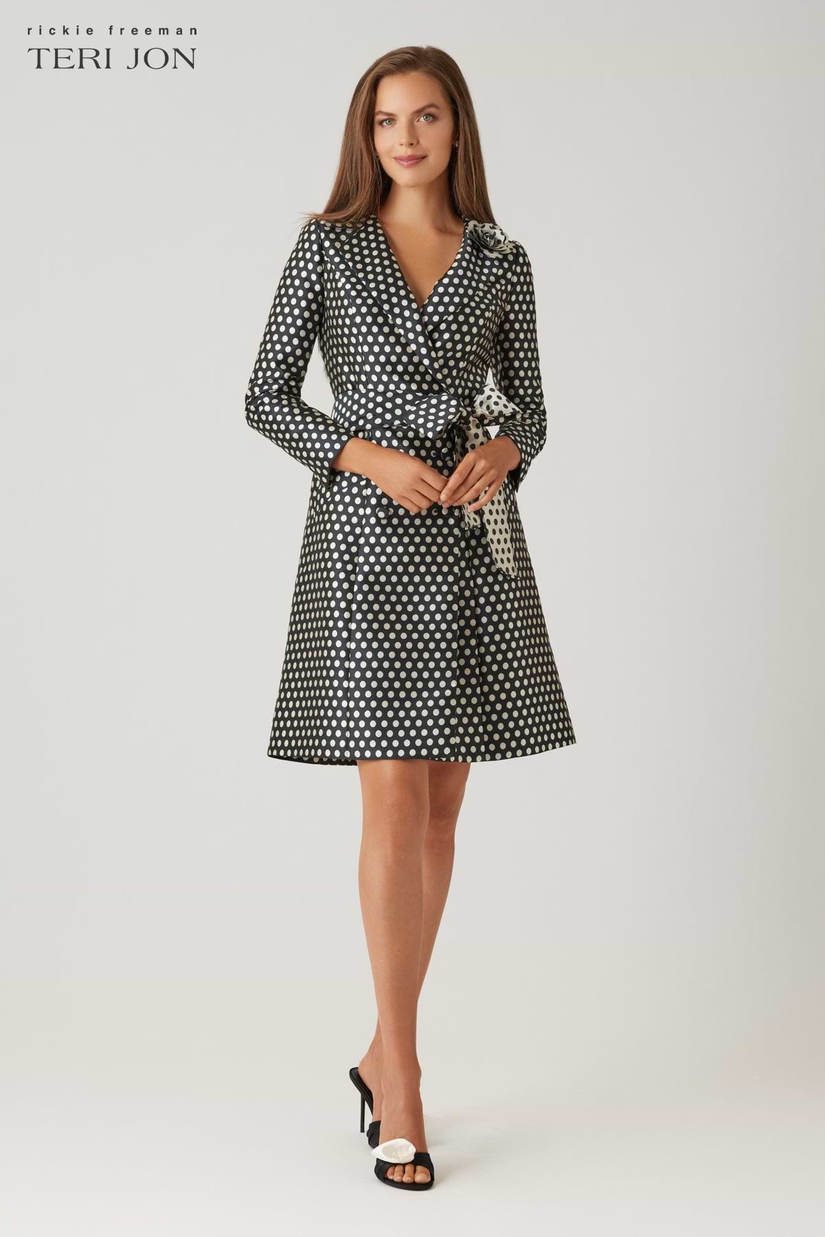 Mikado Polka Dot Coat Dress – Terijon.com