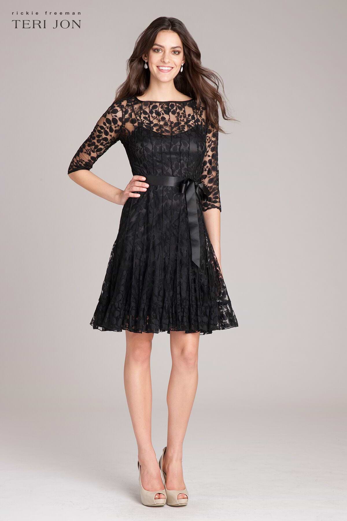 3/4 Sleeve Lace Fit And Flare with Bow