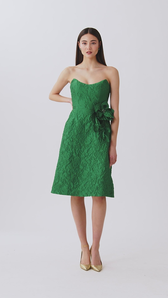 Floral Jacquard Cocktail Dress –