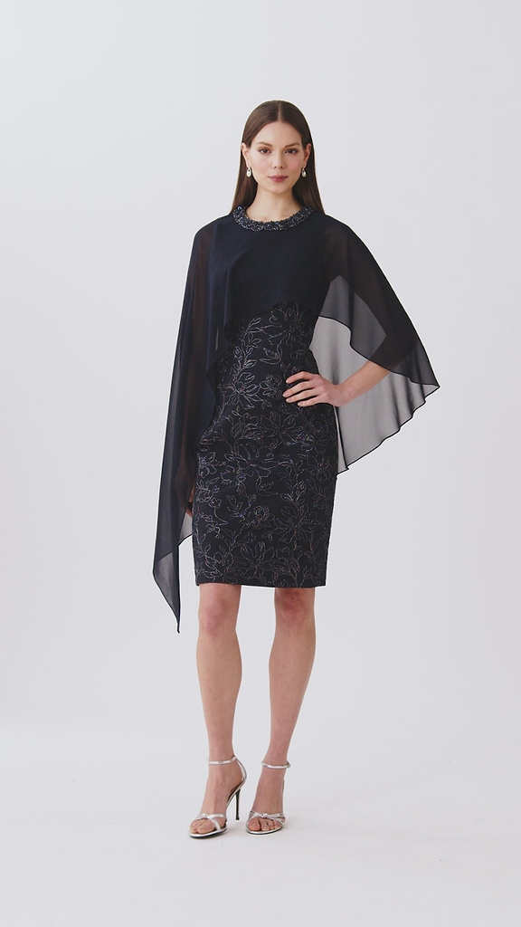 Teri Jon Chiffon Overlay Embroidered Lace Dress Size 22
