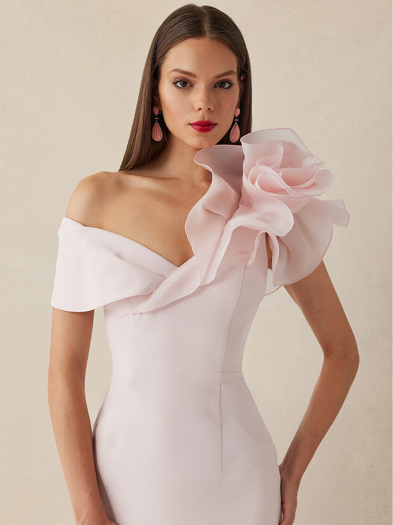 boat neck long sleeve dresses Sleeves Neckline Wedding Dress Santorini 5724 Ivory / Pre-order 6 5% elastane shell destination spring break Sweet Pleated Ocean Blue Size:10 Toddler
