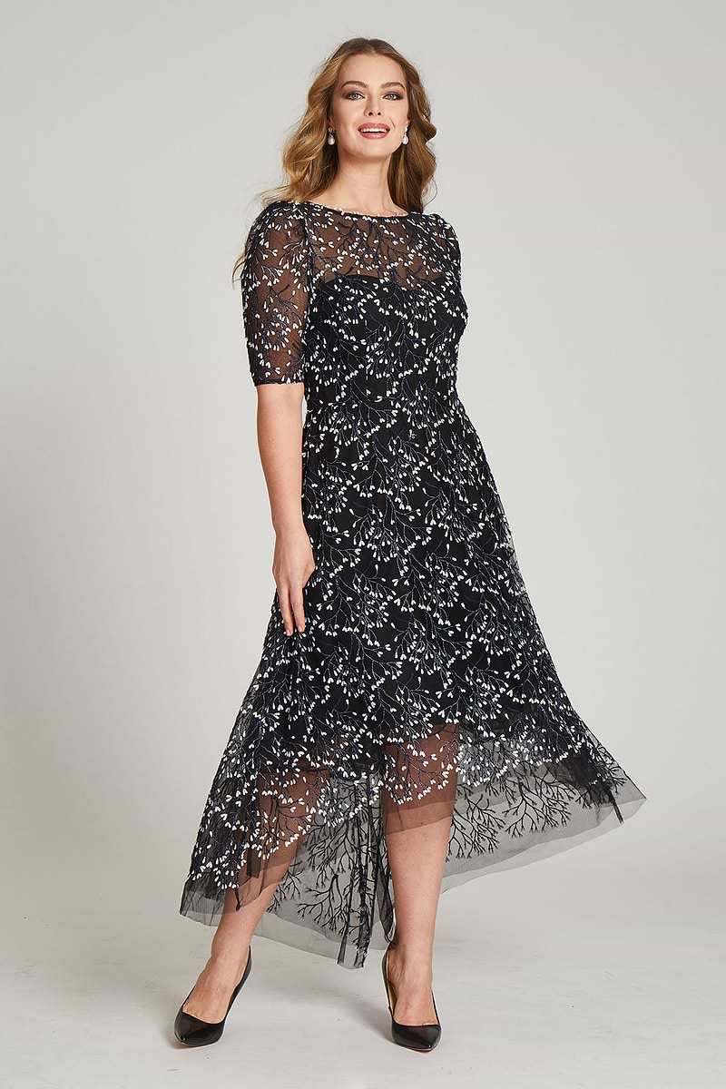 Lace Short Sleeve High Low Dress