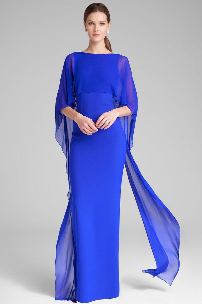 Scuba Gown with Chiffon Cape Overlay
