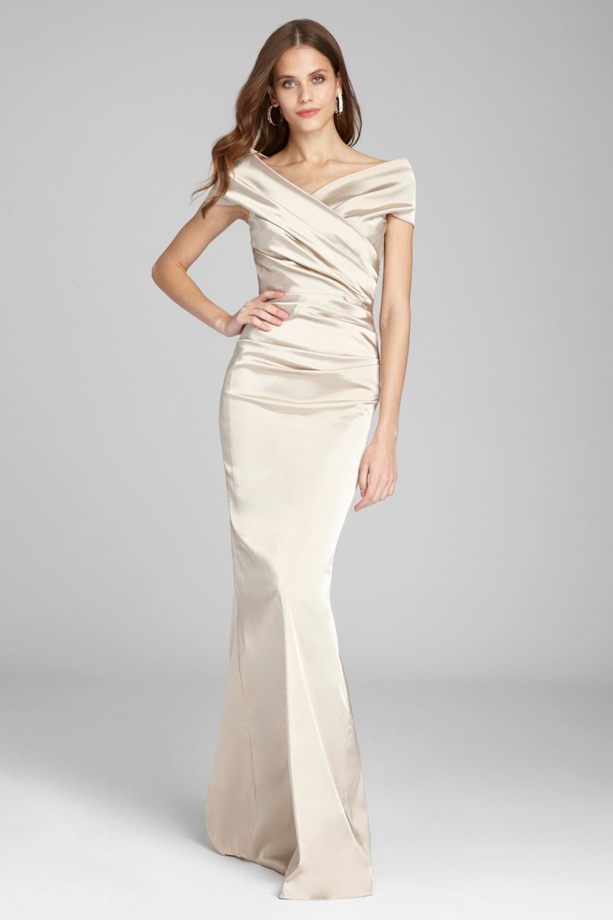 Teri Jon Off The Shoulder Stretch Satin Gown Size 2