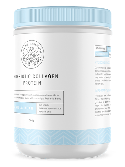 How to get rid of bloating: Happy Mammoth Prebiotic Collagen Protein