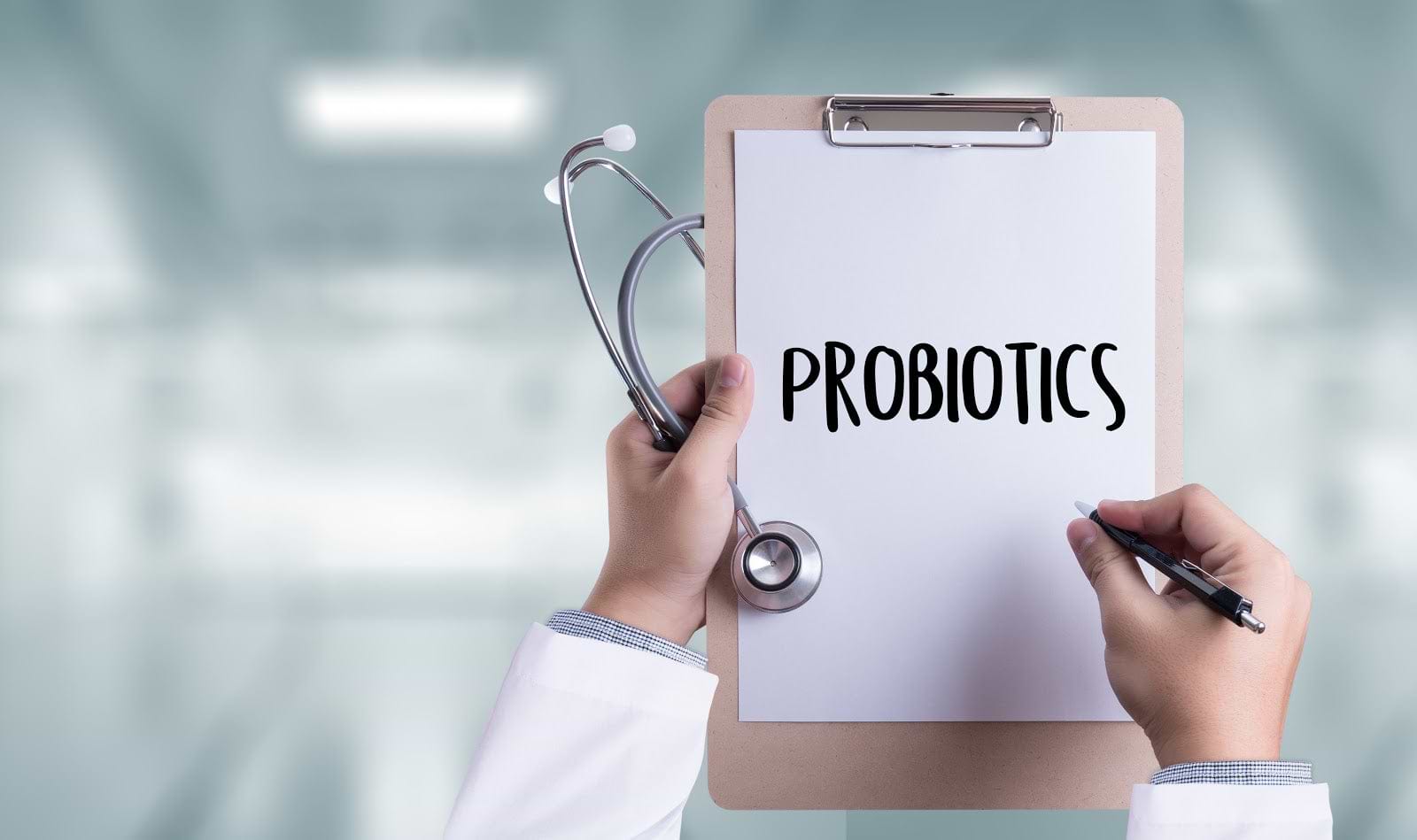 Clipboard with the word probiotics written on it
