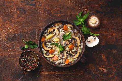 Barley and mushroom soup