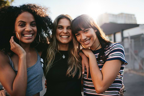 young girls smiling