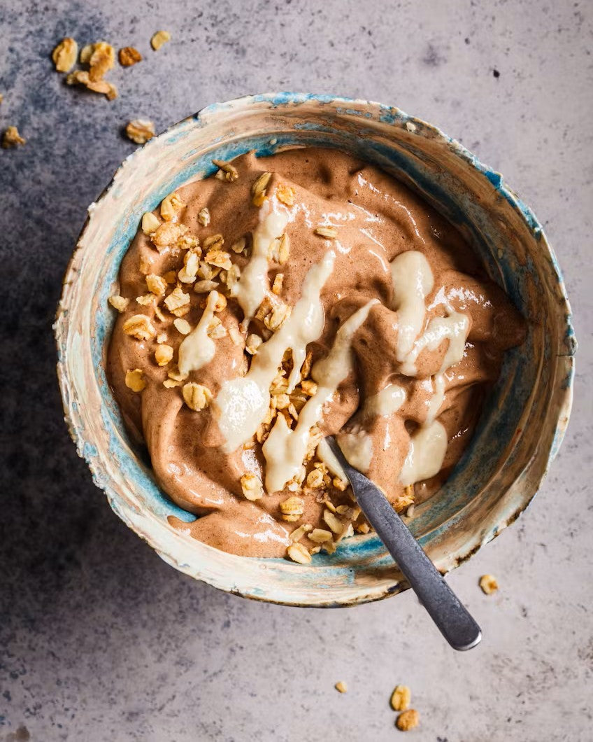Chocolate, banana & tahini soft whip ice cream