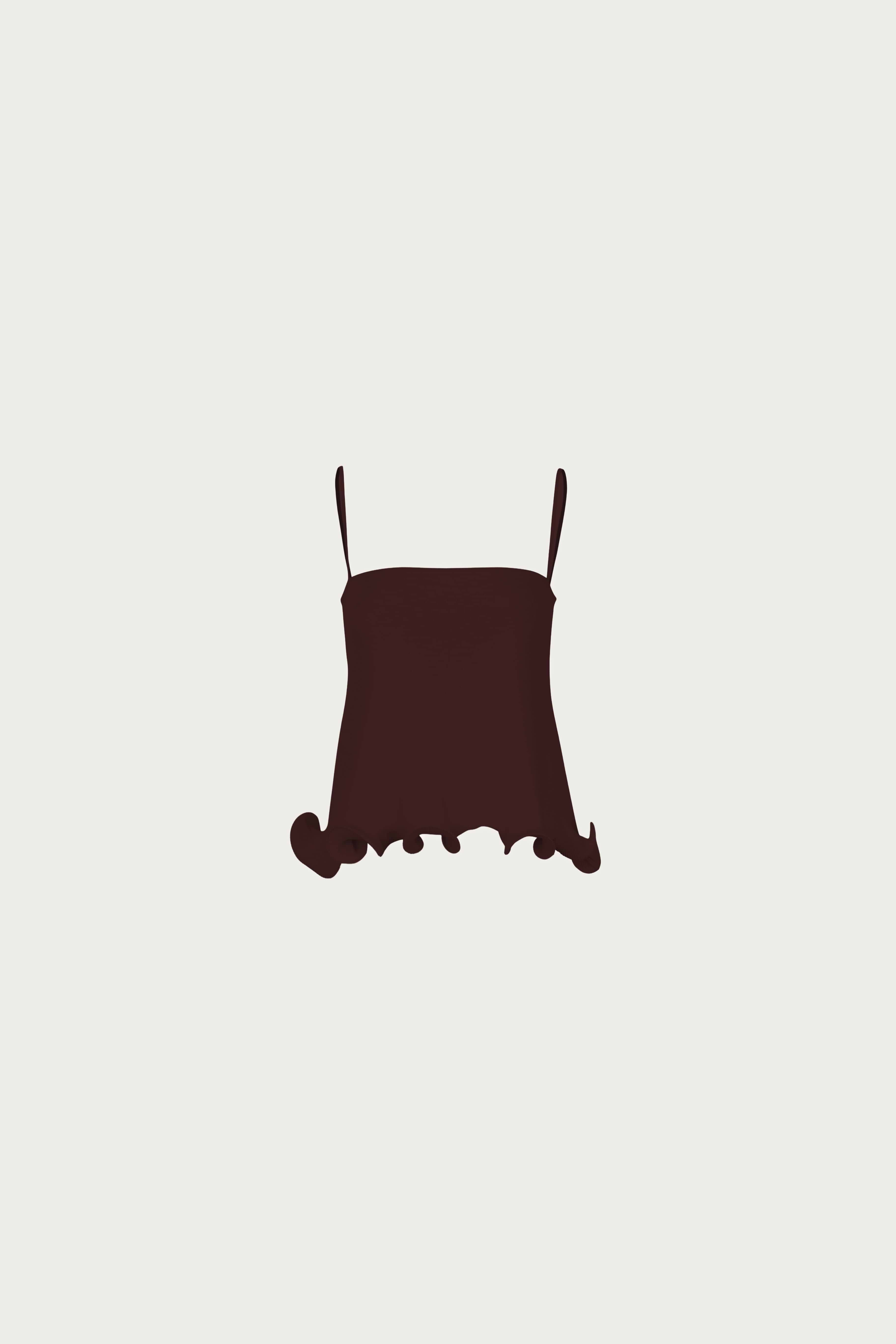 Ruffle Hem Tank (Chocolate Brown)